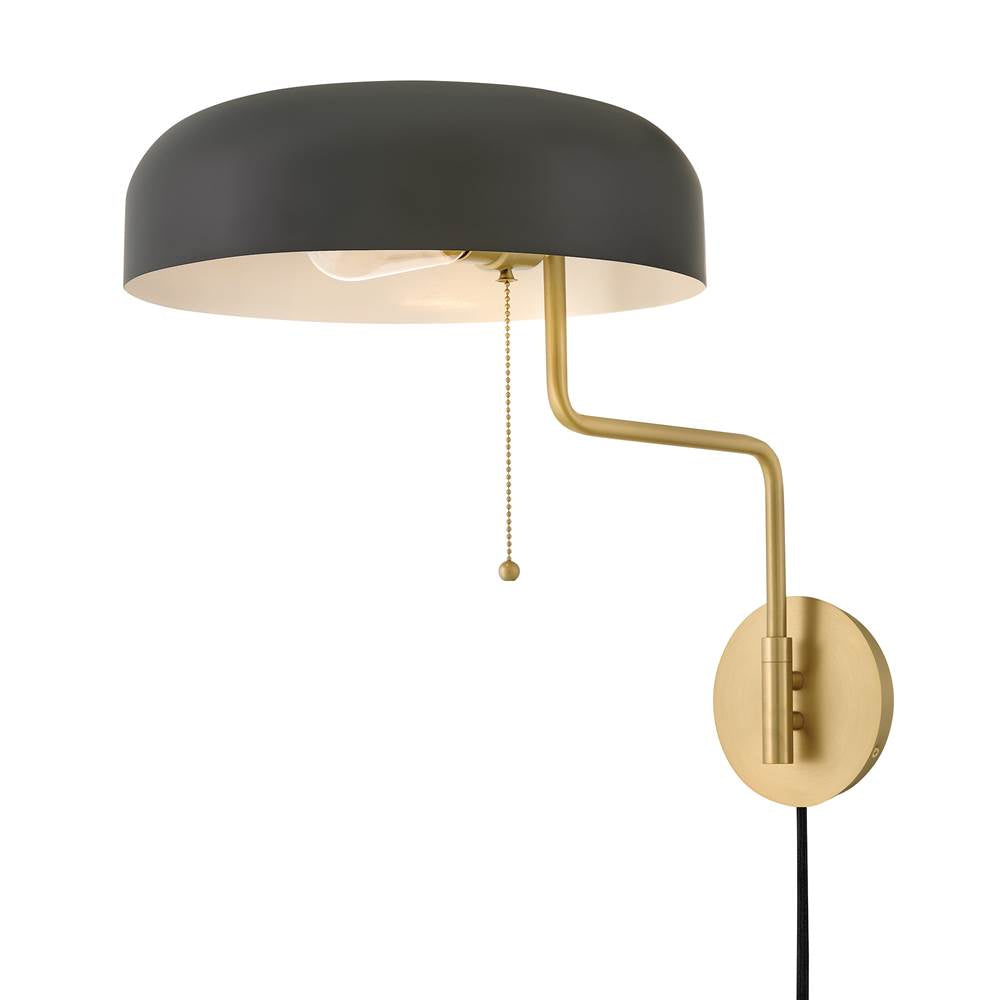 Lark 84480LCB-BK Lacquered Brass Medium Swing Arm Single Light Sconce Image 1