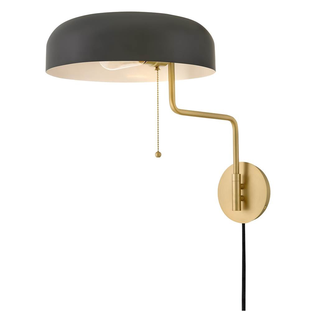 Lark 84480LCB-BK Lacquered Brass Medium Swing Arm Single Light Sconce Image 7
