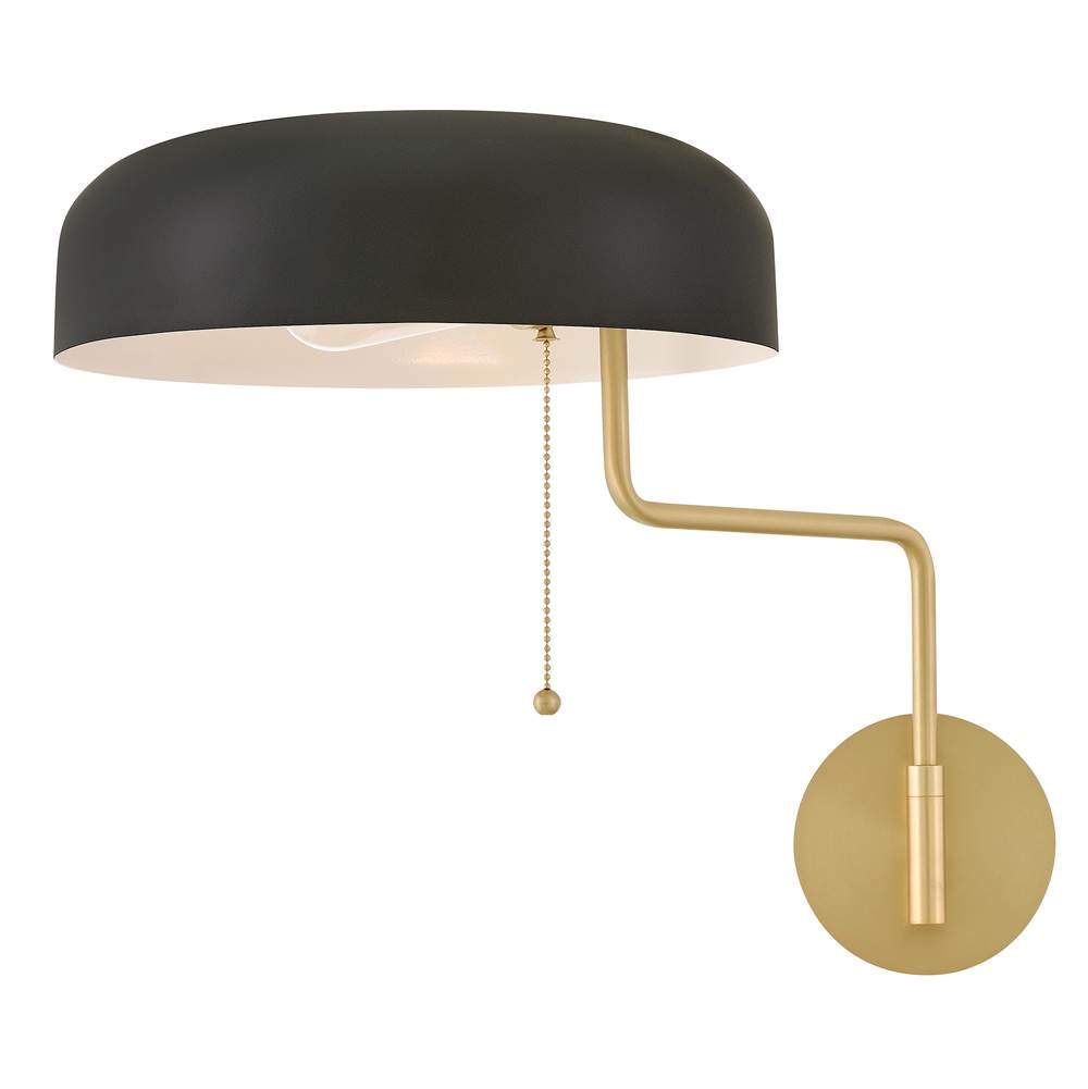 Lark 84480LCB-BK Lacquered Brass Medium Swing Arm Single Light Sconce Image 4
