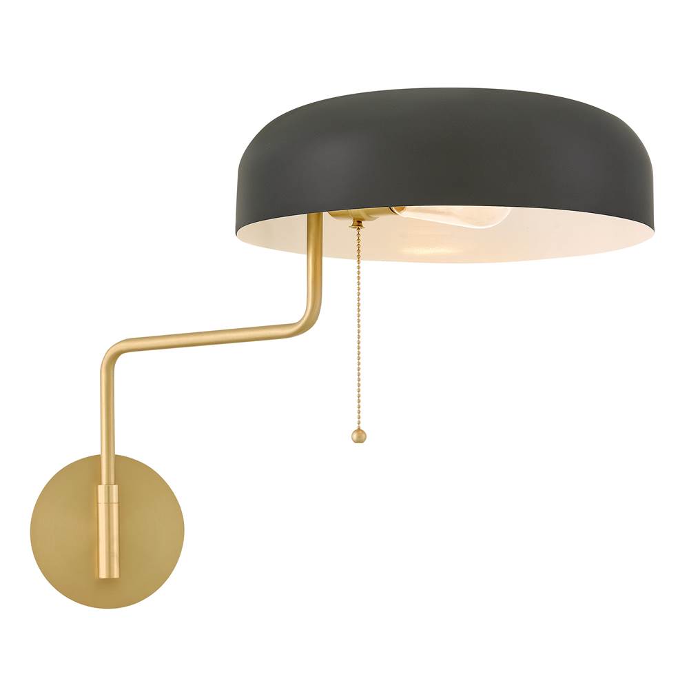 Lark 84480LCB-BK Lacquered Brass Medium Swing Arm Single Light Sconce Image 3