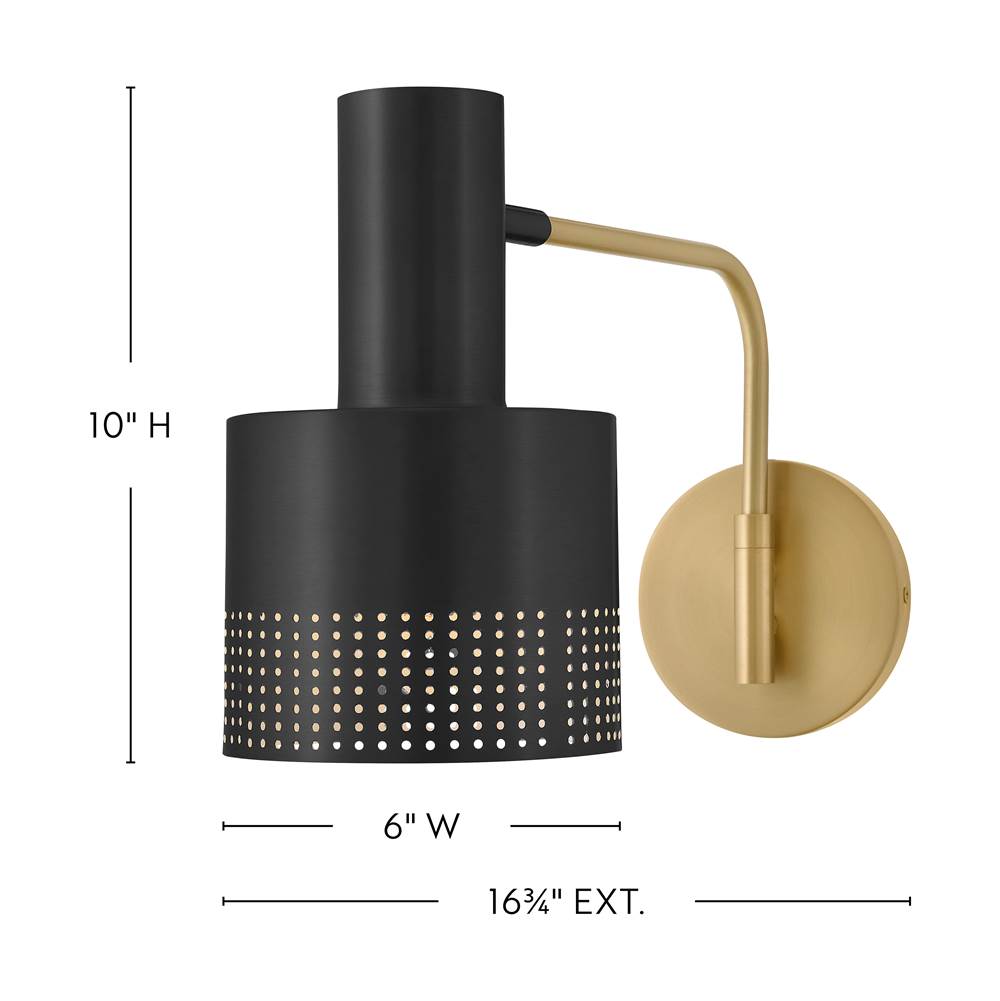 Lark 84620LCB-BK Lacquered Brass Medium Swing Arm Single Light Sconce Image 2