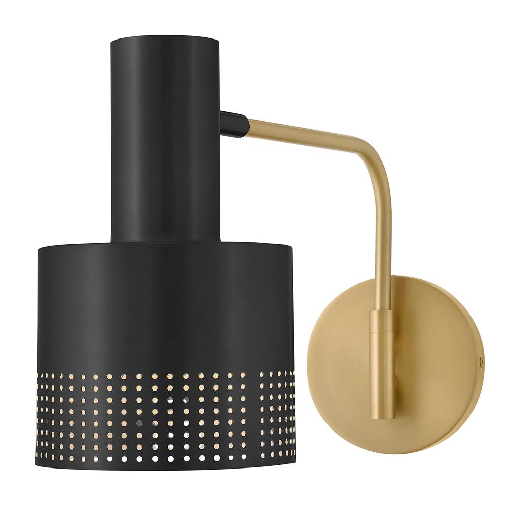 Lark 84620LCB-BK Lacquered Brass Medium Swing Arm Single Light Sconce Image 1