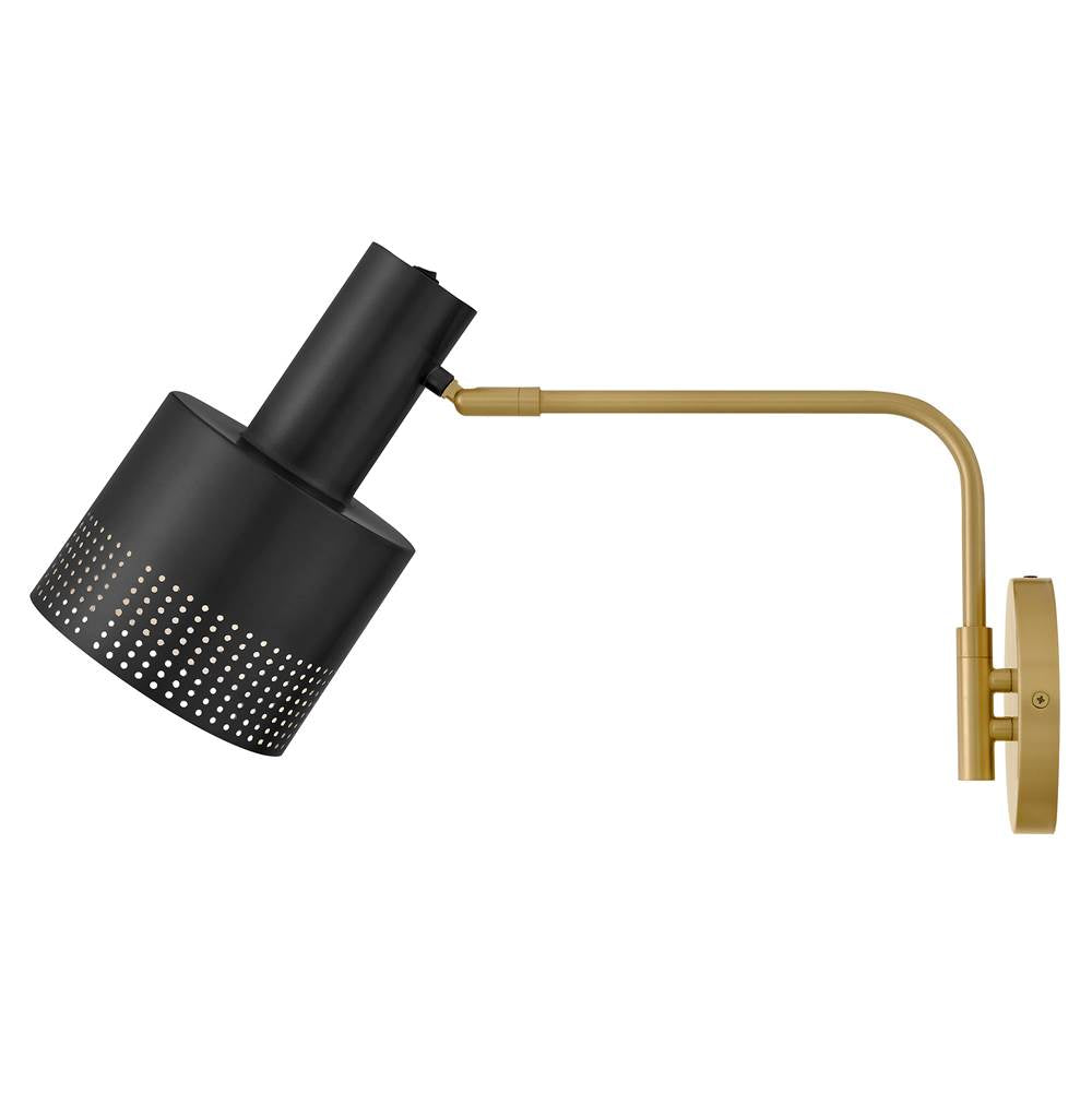 Lark 84620LCB-BK Lacquered Brass Medium Swing Arm Single Light Sconce Image 3
