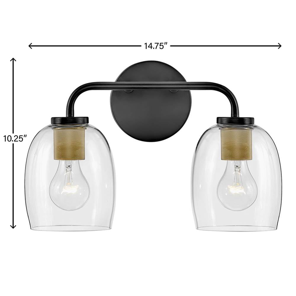 Lark 85012BK Black Two Light Vanity Image 2