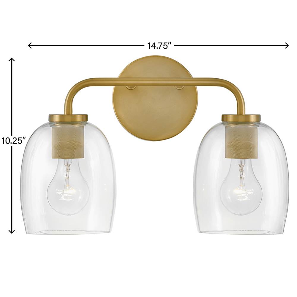 Lark 85012LCB Lacquered Brass Two Light Vanity Image 2