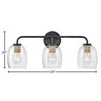 Lark 85013BK Black Three Light Vanity Image 4