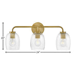 Lark 85013LCB Lacquered Brass Three Light Vanity Image 3