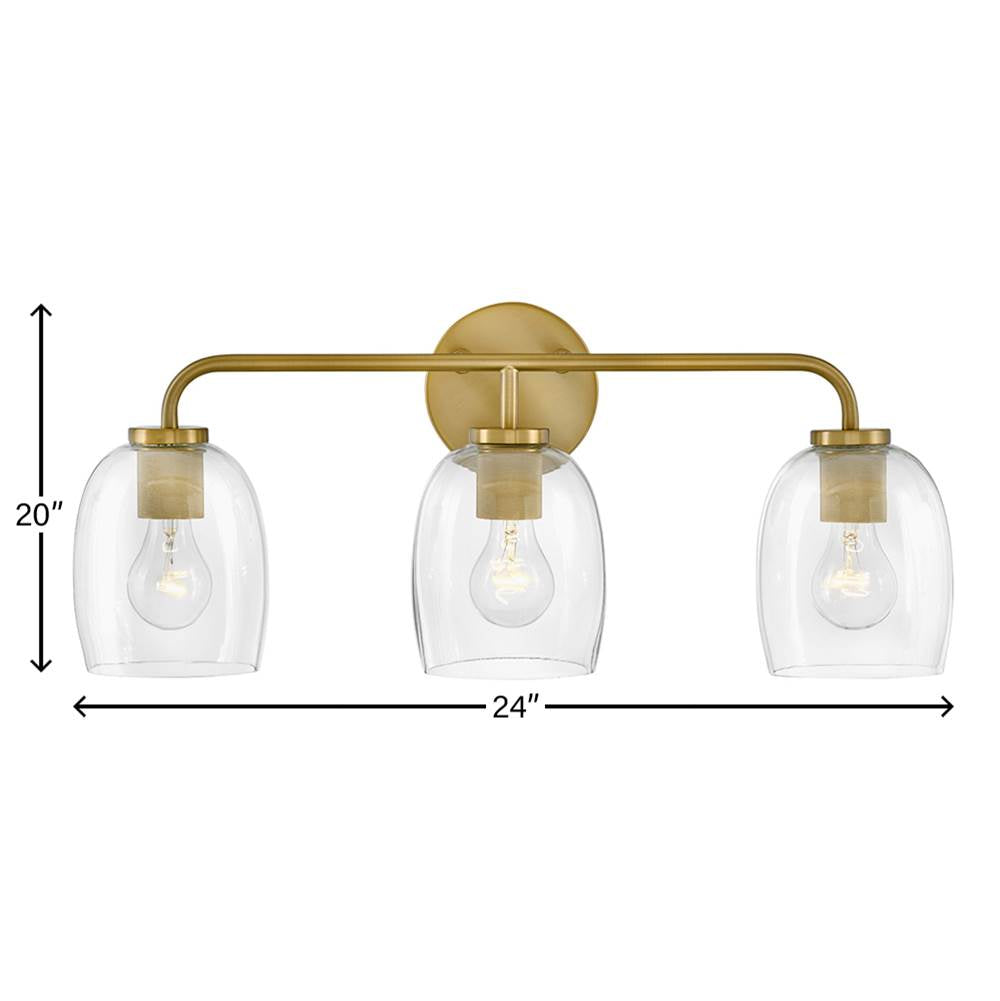 Lark 85013LCB Lacquered Brass Three Light Vanity Image 3