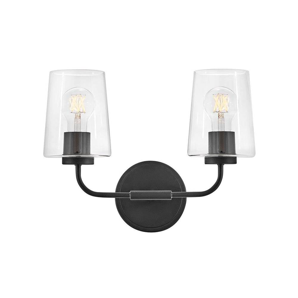 Lark 853452BK-CL Black Small Two Light Vanity Image 1