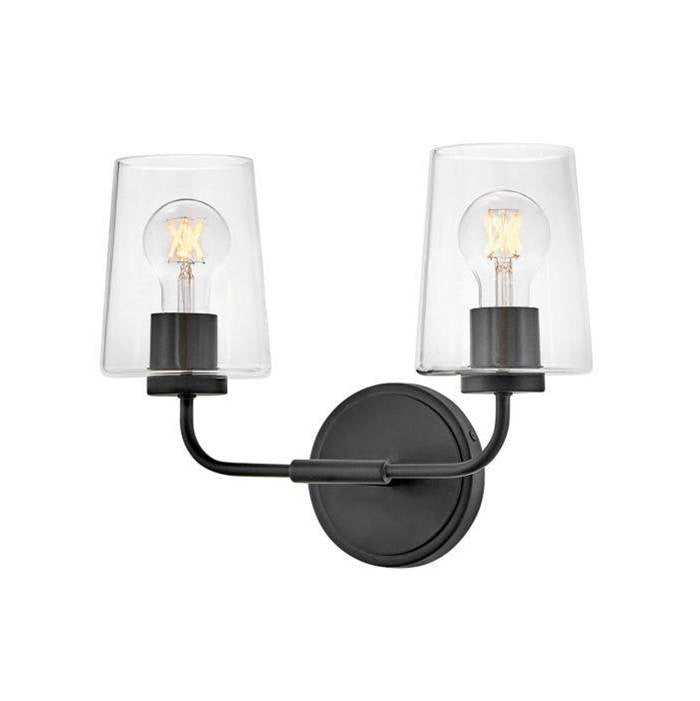 Lark 853452BK-CL Black Small Two Light Vanity Image 4