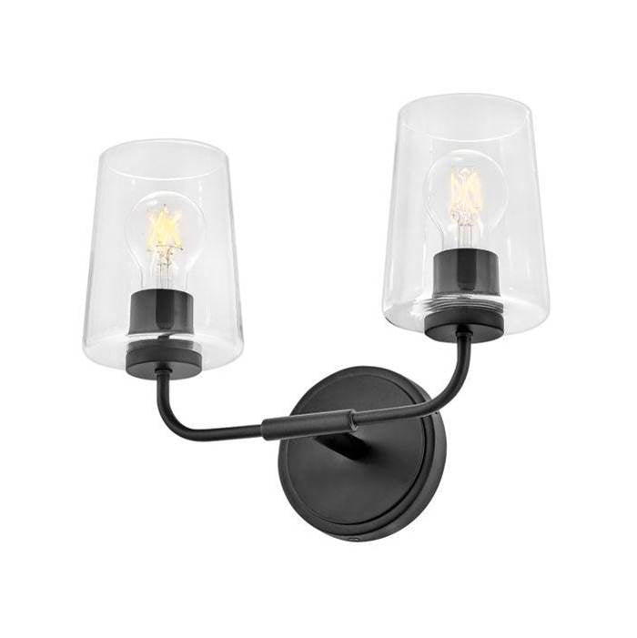 Lark 853452BK-CL Black Small Two Light Vanity Image 3