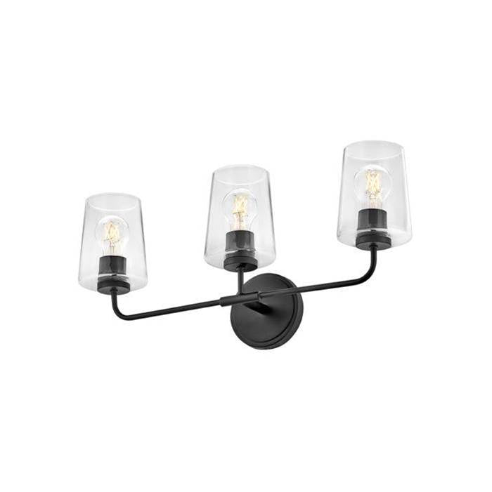 Lark 853453BK-CL Black Medium Three Light Vanity Image 3
