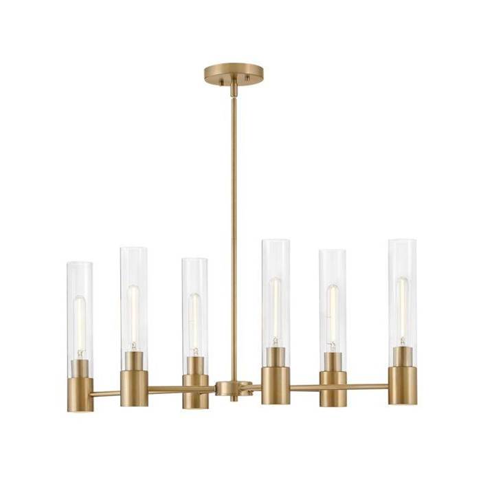 Lark 85406LCB Lacquered Brass Small Linear Chandelier Image 4