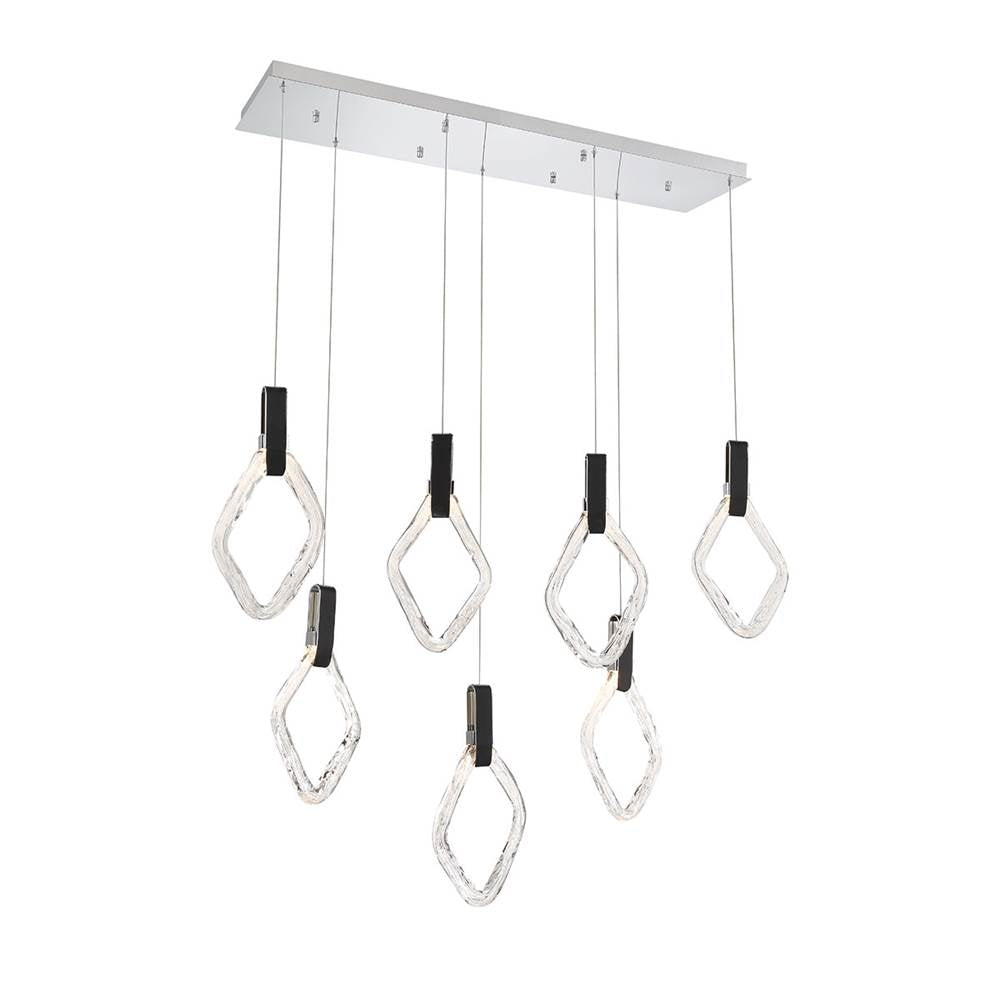 Lib&Co 10105-01 Chrome Catania, 7 Light Rectangular Led Chandelier, Chrome Image 1