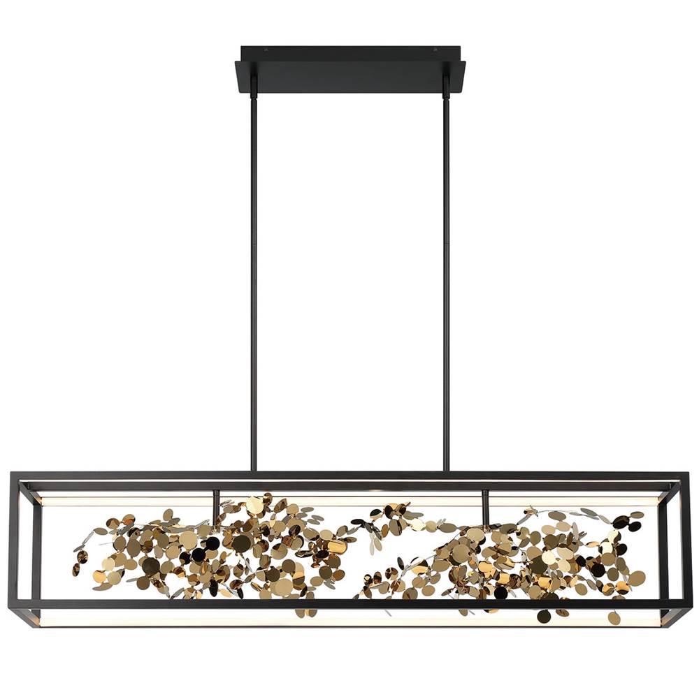Lib&Co 10106-02 Matte Black And Gold Accent Terlizzi, Large Linear Led Chandelier, Matte Black Image 5