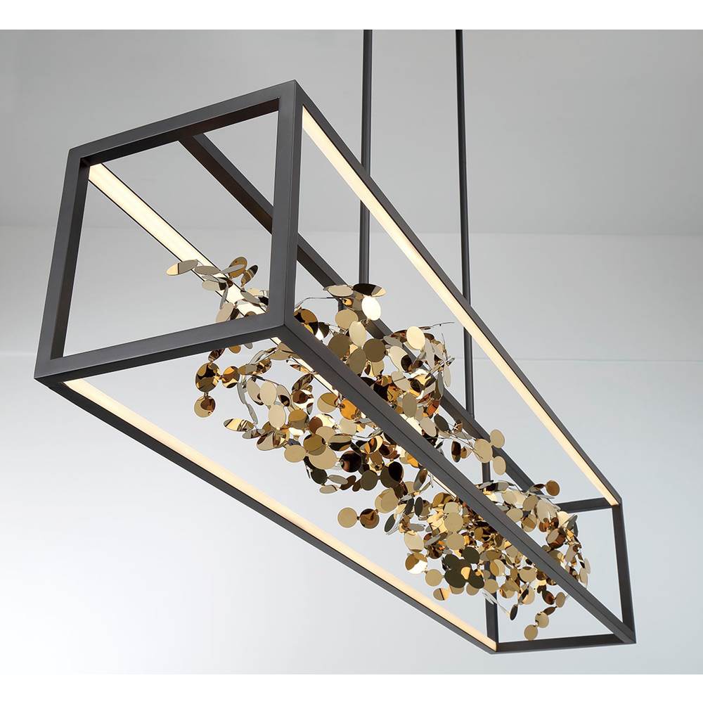 Lib&Co 10106-02 Matte Black And Gold Accent Terlizzi, Large Linear Led Chandelier, Matte Black Image 3