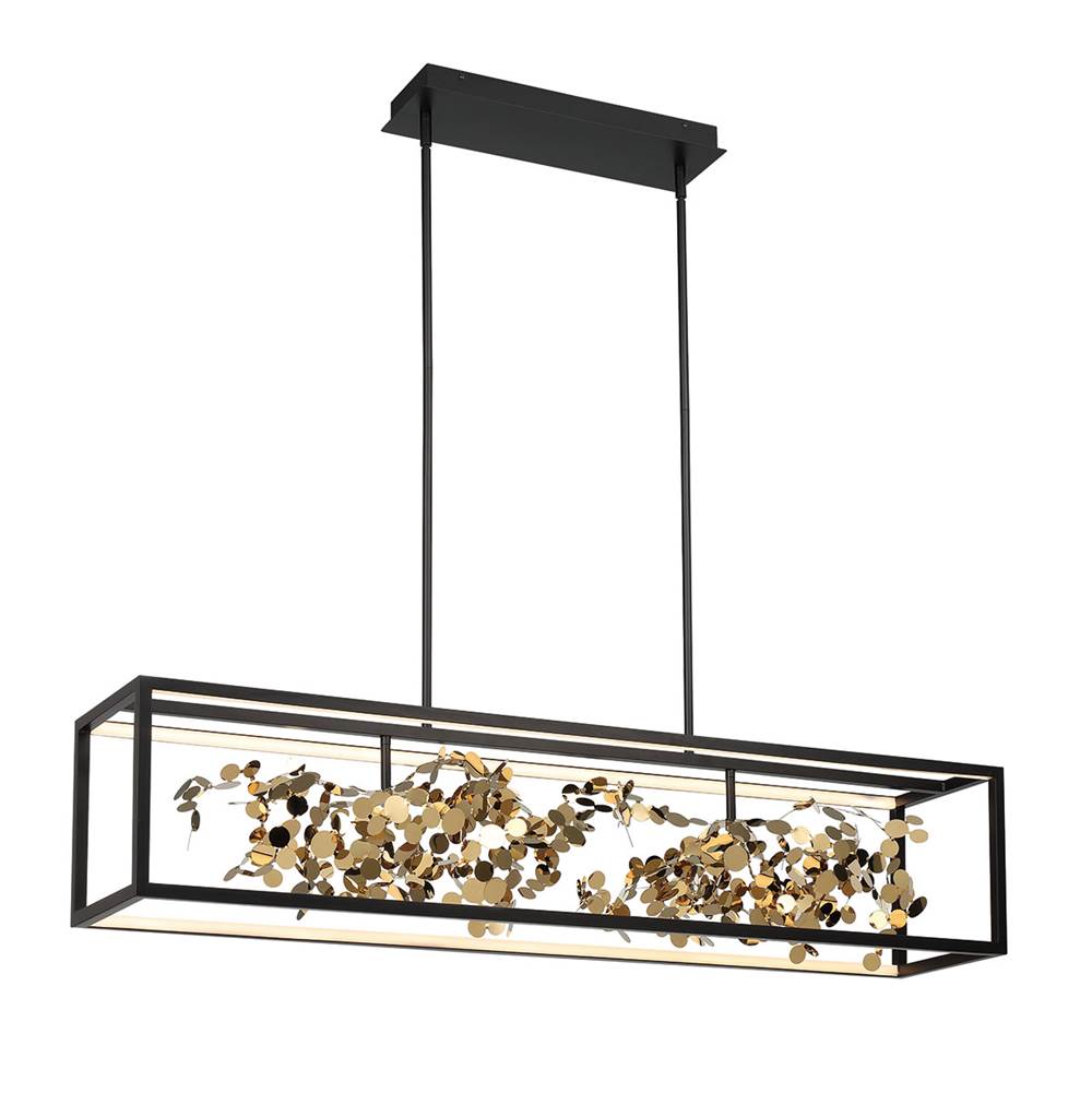 Lib&Co 10106-02 Matte Black And Gold Accent Terlizzi, Large Linear Led Chandelier, Matte Black Image 1
