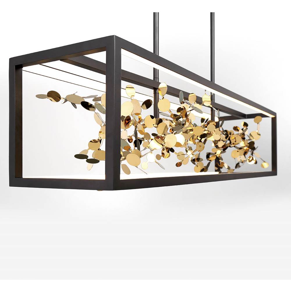 Lib&Co 10107-02 Matte Black And Gold Accent Terlizzi, Medium Linear Led Chandelier, Matte Black Image 3