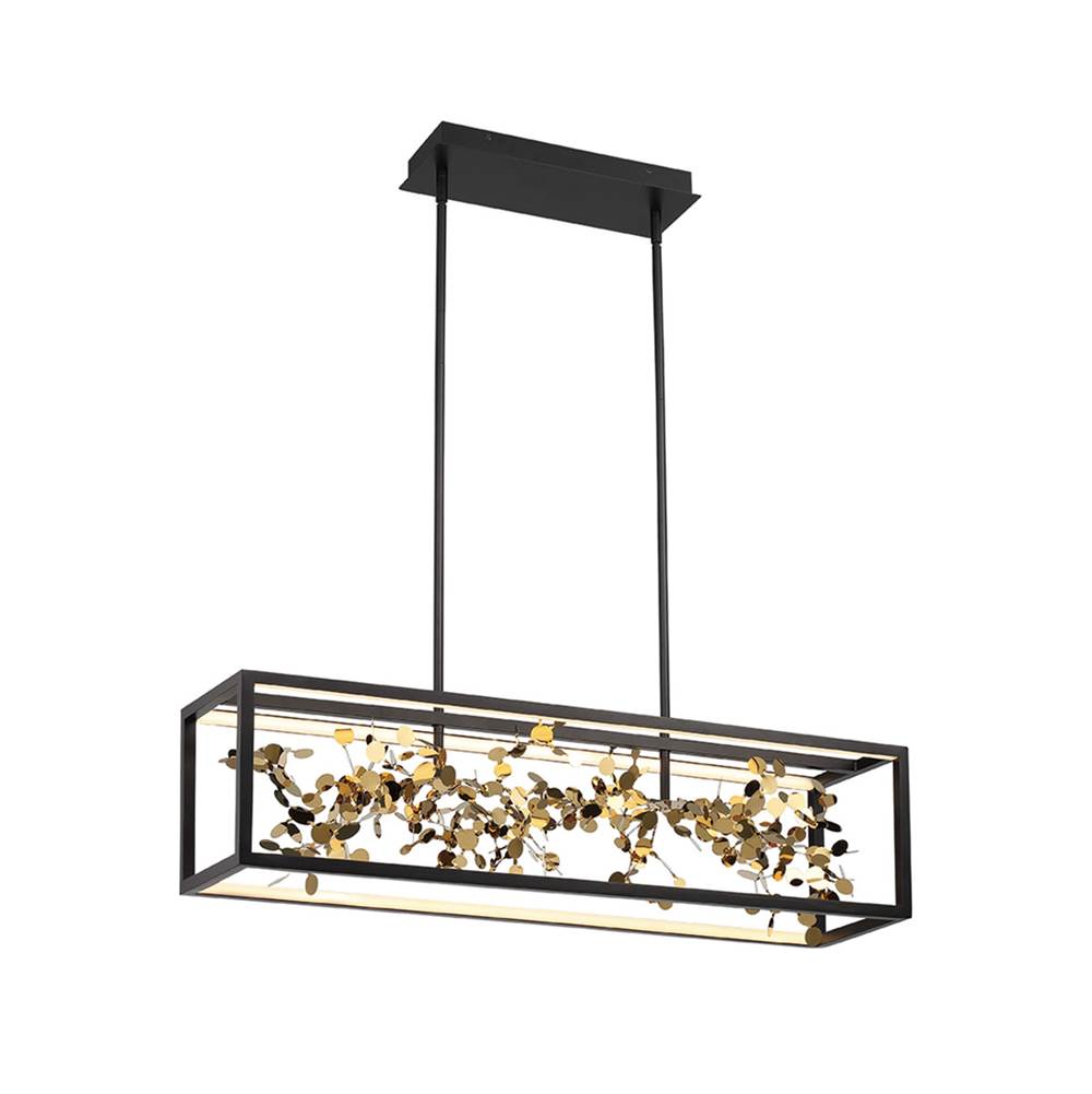Lib&Co 10107-02 Matte Black And Gold Accent Terlizzi, Medium Linear Led Chandelier, Matte Black Image 1