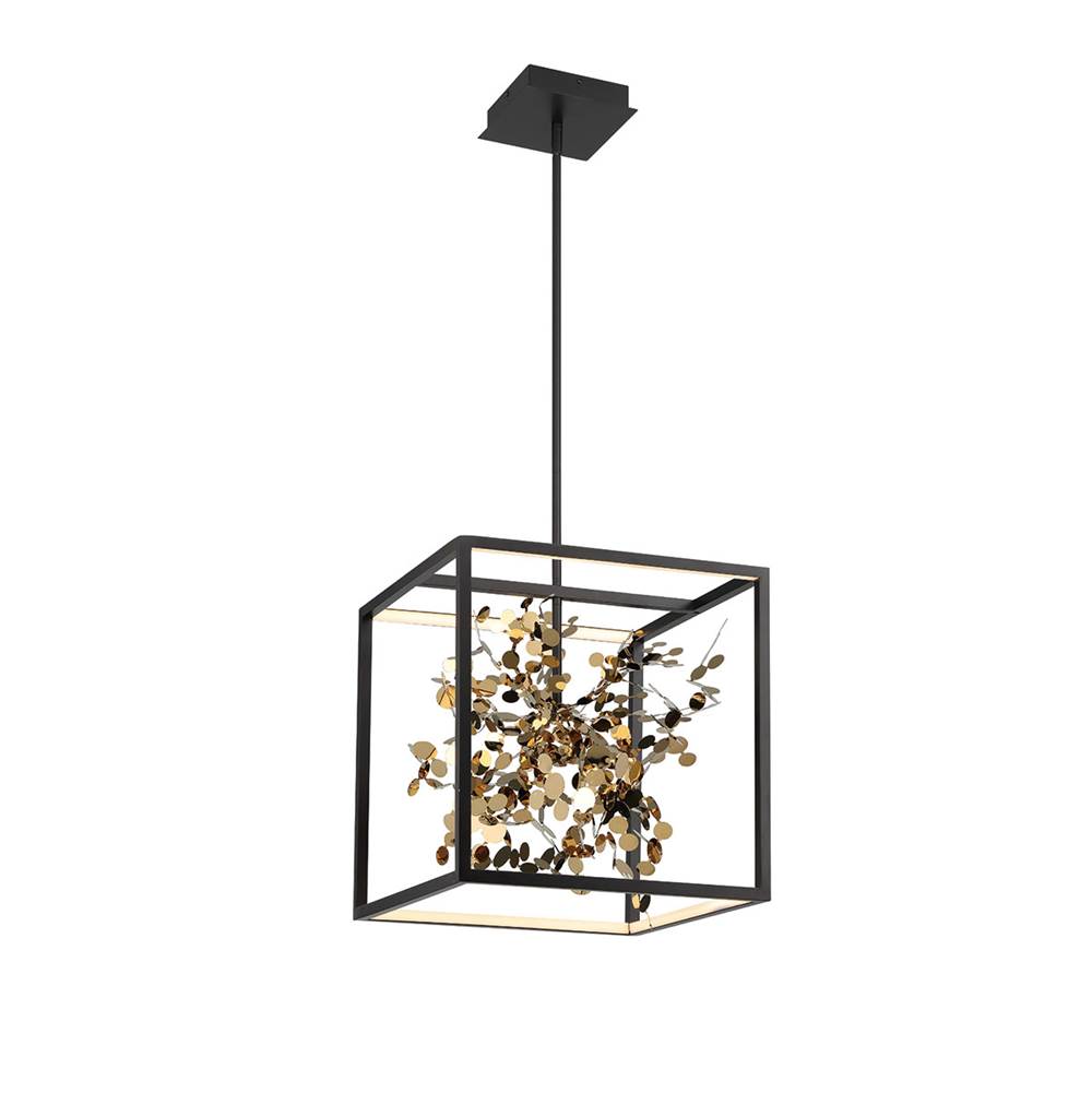 Lib&Co 10108-02 Matte Black And Gold Accent Terlizzi, Square Led Chandelier, Matte Black Image 1