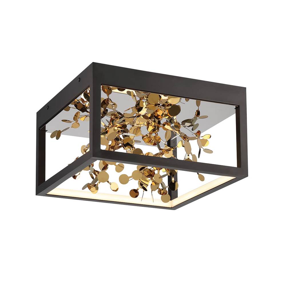 Lib&Co 10109-02 Matte Black And Gold Accent Terlizzi, Square Led Ceiling Mount, Matte Black Image 1