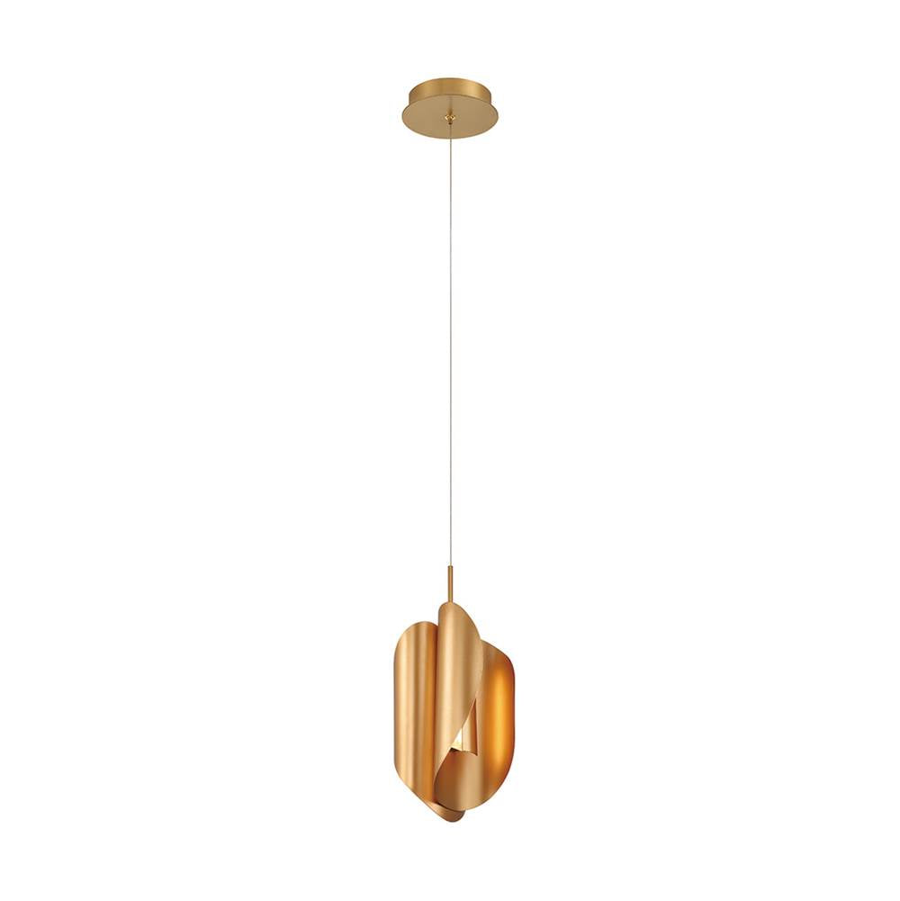Lib&Co 10117-04 Satin Gold Portofino, 1 Light Led Pendant, Satin Gold Image 1
