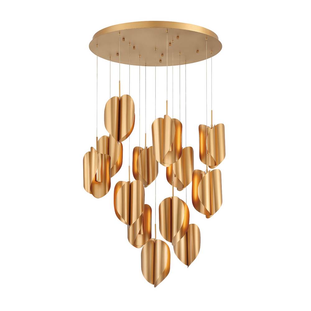 Lib&Co 10119-04 Satin Gold Portofino, 13 Light Round Led Chandelier, Satin Gold Image 1