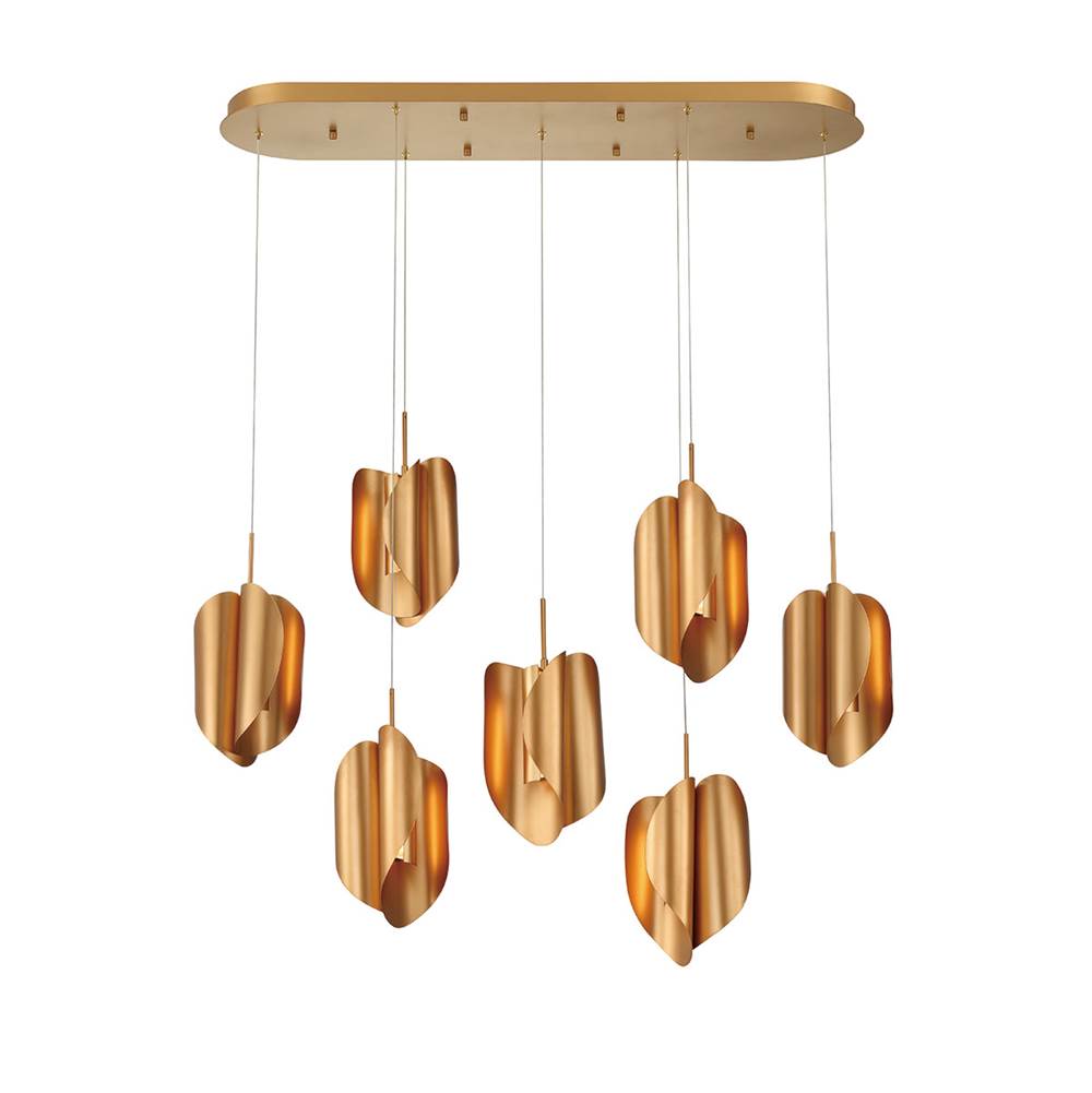 Lib&Co 10120-04 Satin Gold Portofino, 7 Light Oval Led Chandelier, Satin Gold Image 2