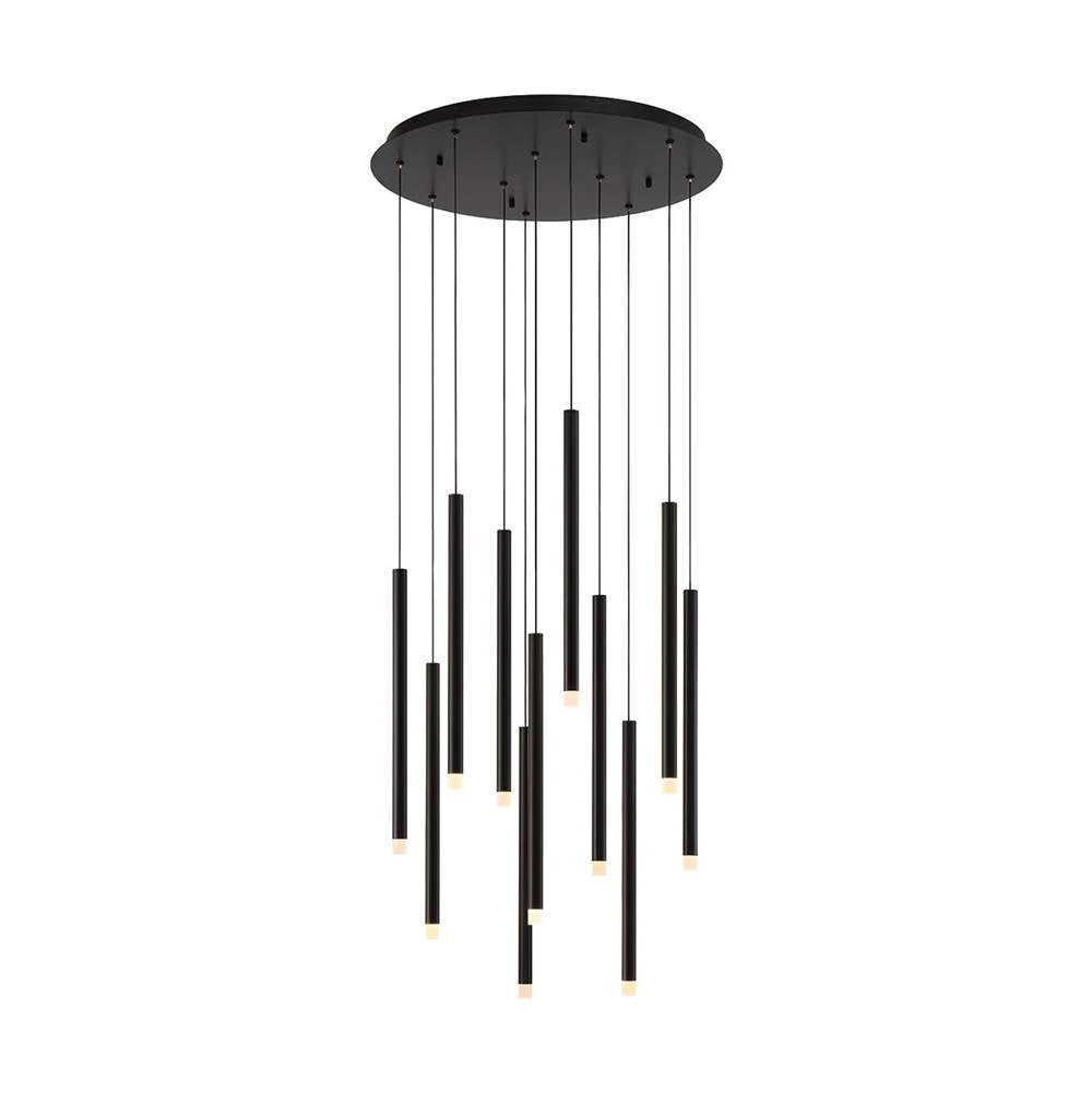 Lib&Co Amalfi, 11 Light Round Led Chandelier, Matte Black