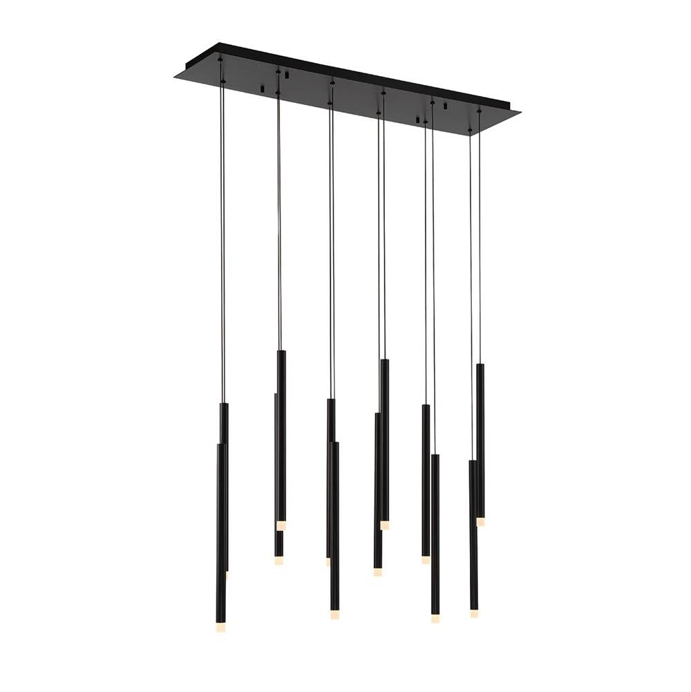 Lib&Co Amalfi, 12 Light Linear Led Chandelier, Matte Black