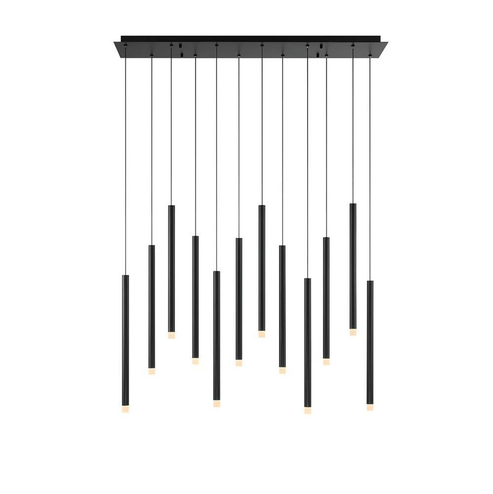 Lib&Co 10149-02 Matte Black Amalfi, 12 Light Linear Led Chandelier, Matte Black Image 1