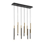 Lib&Co 10149-023 Matte Black And Plated Brushed Gold Amalfi, 12 Light Linear Led Chandelier, Mixed Image 2