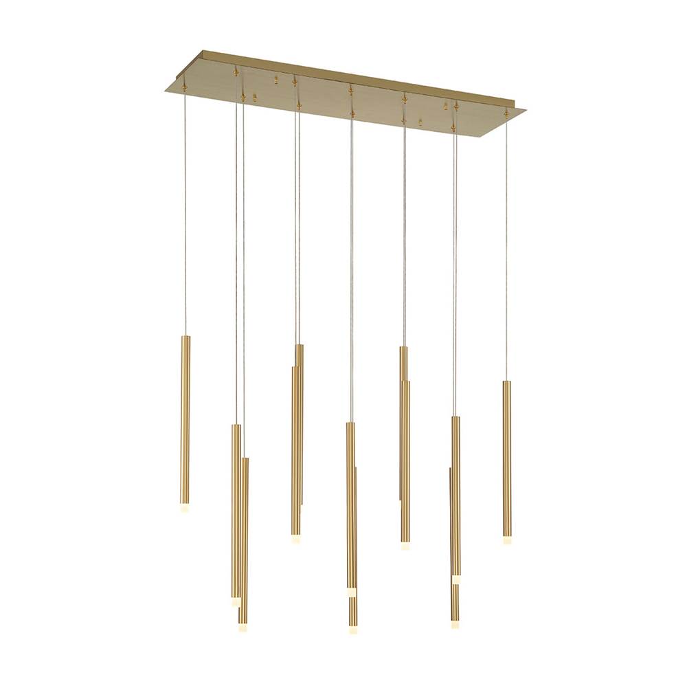 Lib&Co 10149-07 Plated Brushed Gold Amalfi, 12 Light Linear Led Chandelier, Plated Brushed Gold Image 2