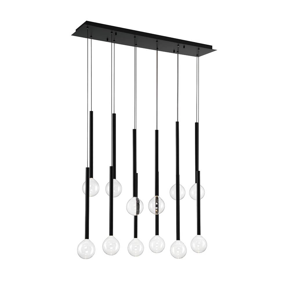 Lib&Co Positano, 12 Light Linear Led Chandelier, Matte Black