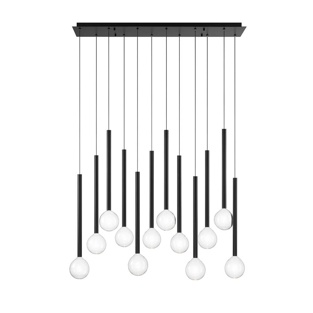 Lib&Co 10150-02 Matte Black Positano, 12 Light Linear Led Chandelier, Matte Black Image 1
