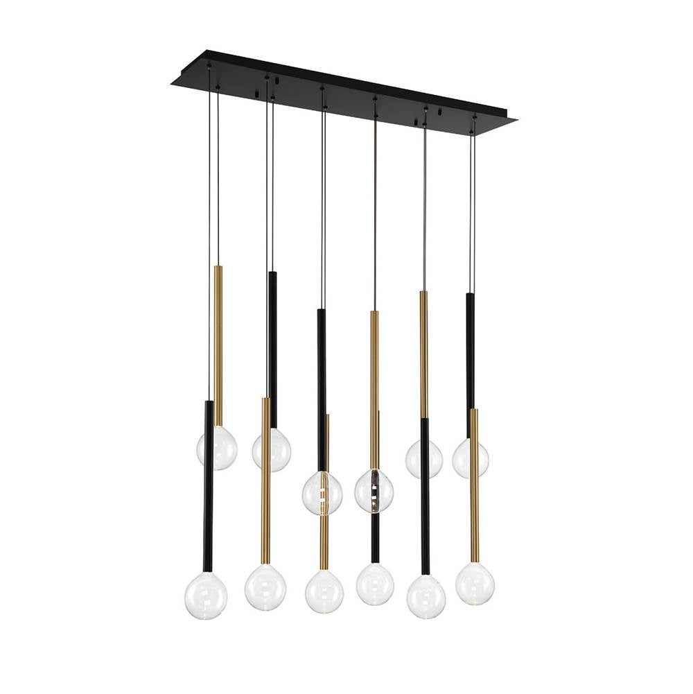Lib&Co Positano, 12 Light Linear Led Chandelier, Matte Black