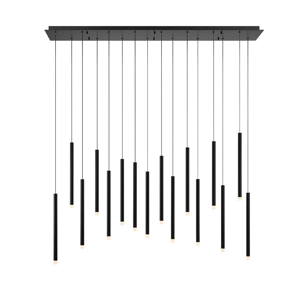 Lib&Co 10151-02 Matte Black Amalfi, 16 Light Linear Led Chandelier, Matte Black Image 1