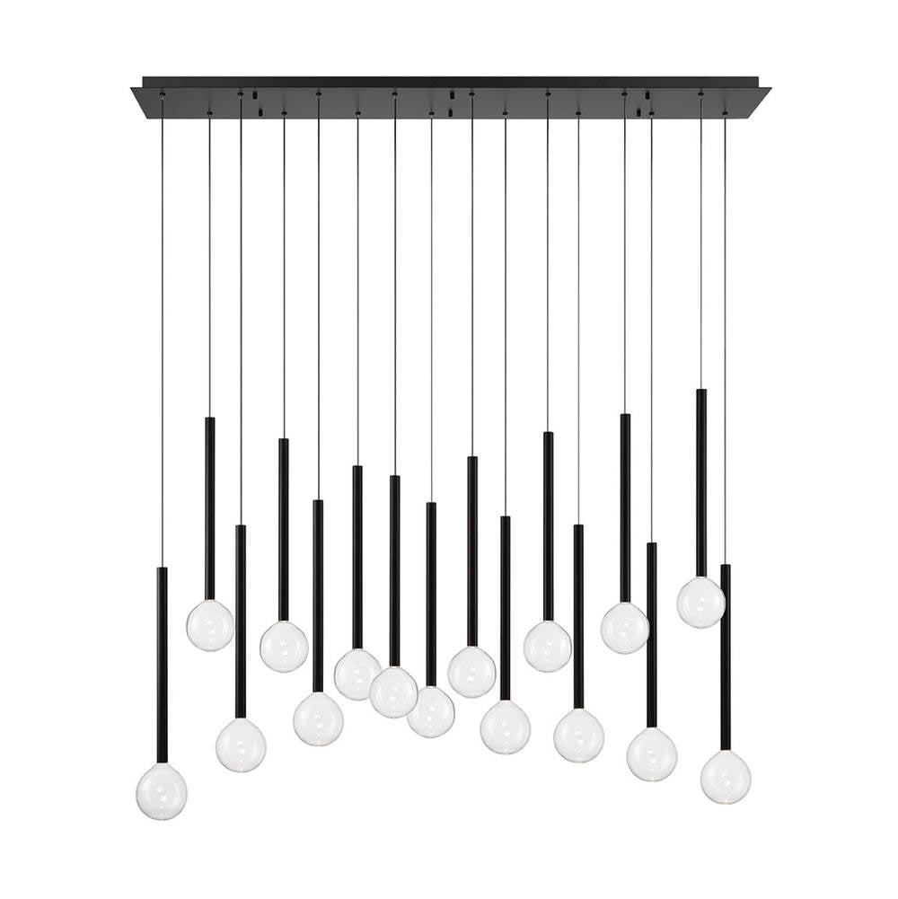 Lib&Co 10152-02 Matte Black Positano, 16 Light Linear Led Chandelier, Matte Black Image 1