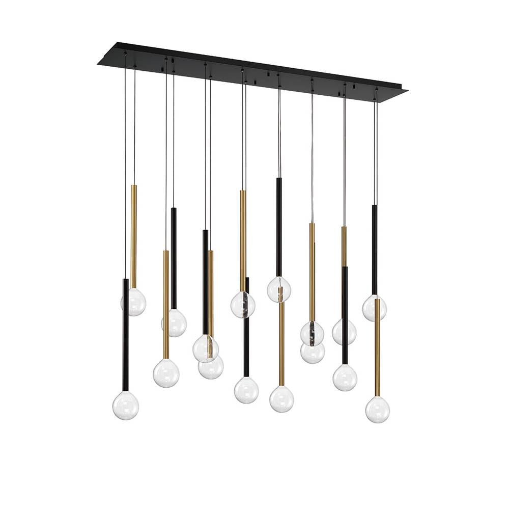 Lib&Co Positano, 16 Light Linear Led Chandelier, Matte Black