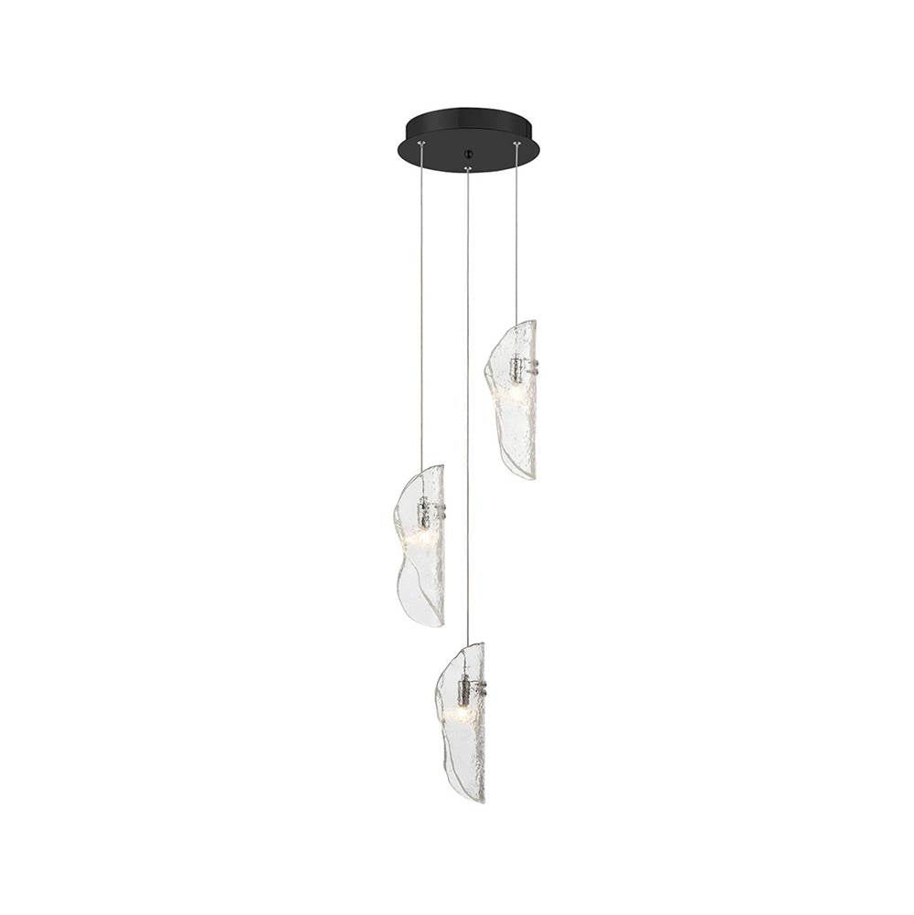 Lib&Co 10162-017-02 Black Sorrento, 3 Light Led Pendant, Clear, Black Canopy Image 1