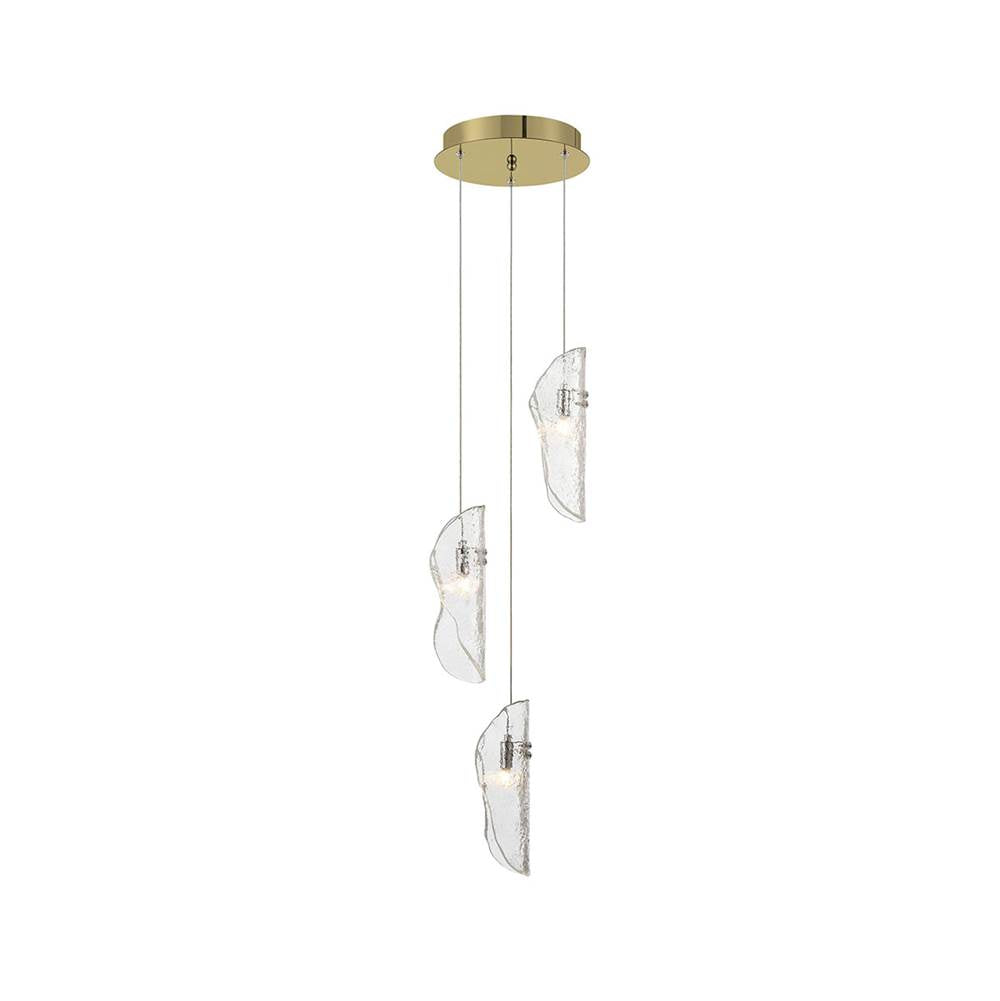 Lib&Co 10162-017-07 Gold Sorrento, 3 Light Led Pendant, Clear, Gold Canopy Image 1