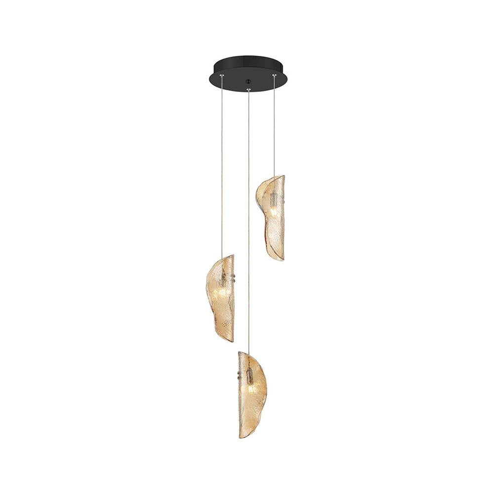 Lib&Co 10162-018-02 Black Sorrento, 3 Light Led Pendant, Amber, Black Canopy Image 1