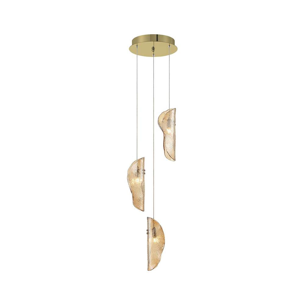 Lib&Co 10162-018-07 Gold Sorrento, 3 Light Led Pendant, Amber, Gold Canopy Image 1