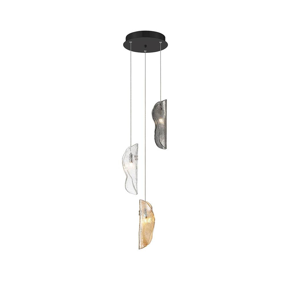 Lib&Co 10162-023-02 Black Sorrento, 3 Light Led Pendant, Mixed, Black Canopy Image 1