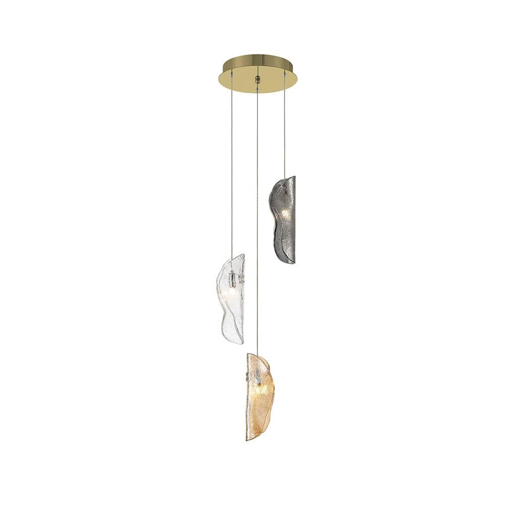 Lib&Co 10162-023-07 Gold Sorrento, 3 Light Led Pendant, Mixed, Gold Canopy Image 1