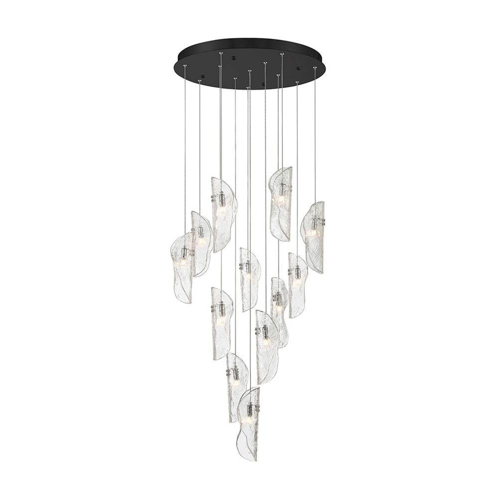 Lib&Co 10164-017-02 Black Sorrento, 12 Light Round Led Chandelier, Clear, Black Canopy Image 1