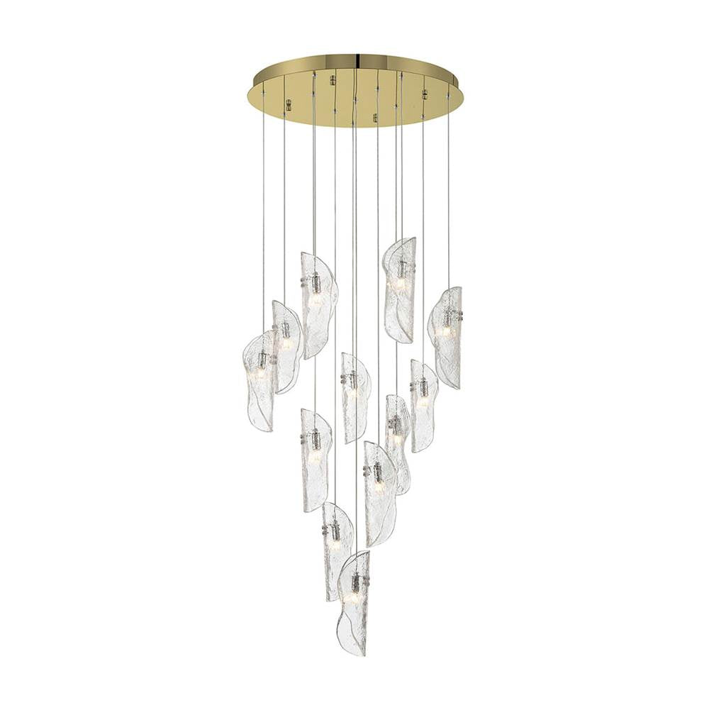 Lib&Co 10164-017-07 Gold Sorrento, 12 Light Round Led Chandelier, Clear, Gold Canopy Image 1