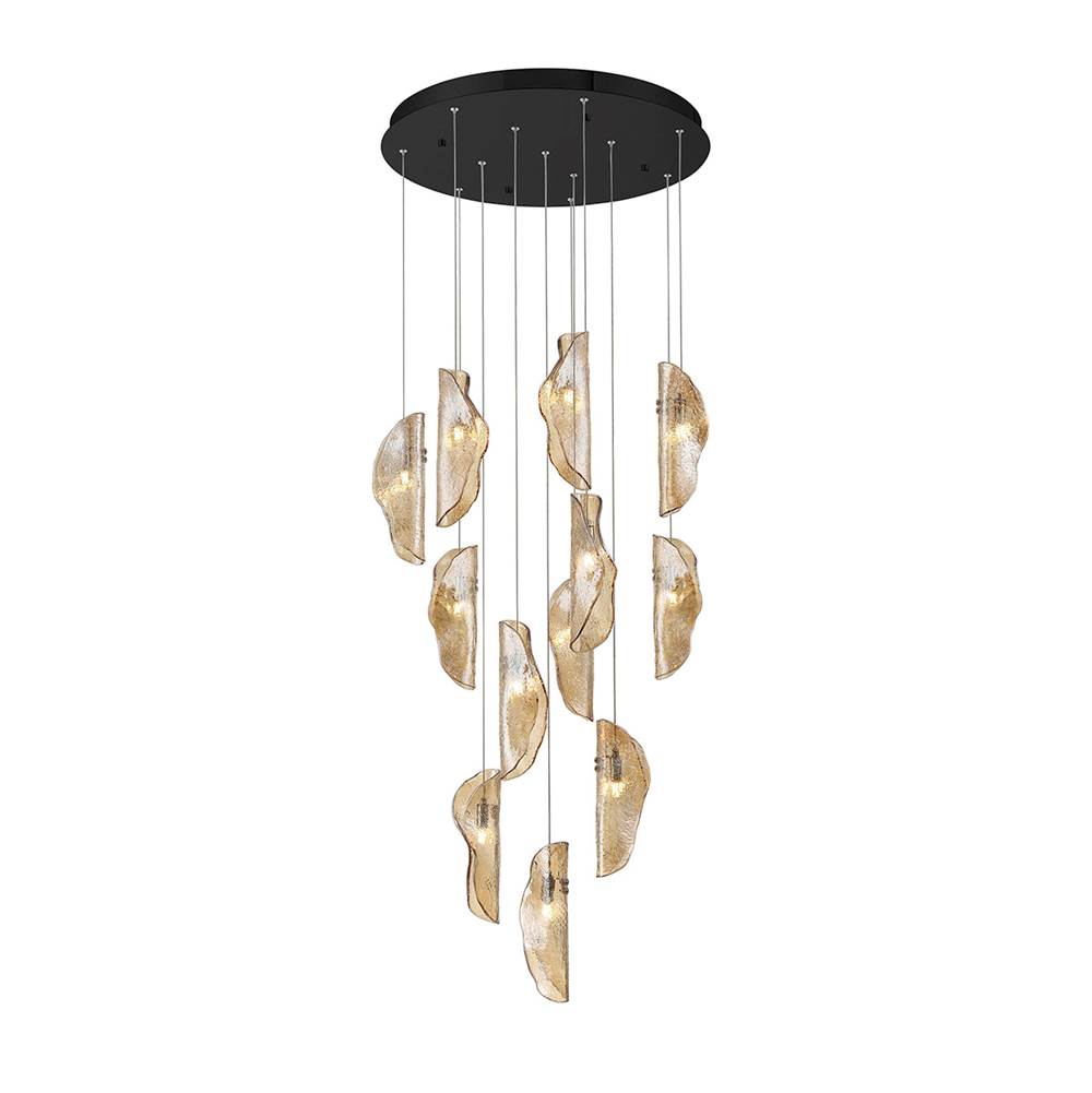 Lib&Co 10164-018-02 Black Sorrento, 12 Light Round Led Chandelier, Amber, Black Canopy Image 1