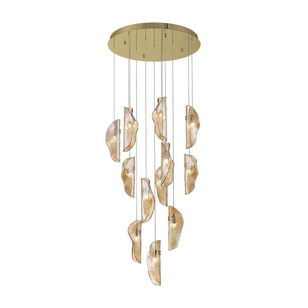 Lib&Co 10164-018-07 Gold Sorrento, 12 Light Round Led Chandelier, Amber, Gold Canopy Image 1
