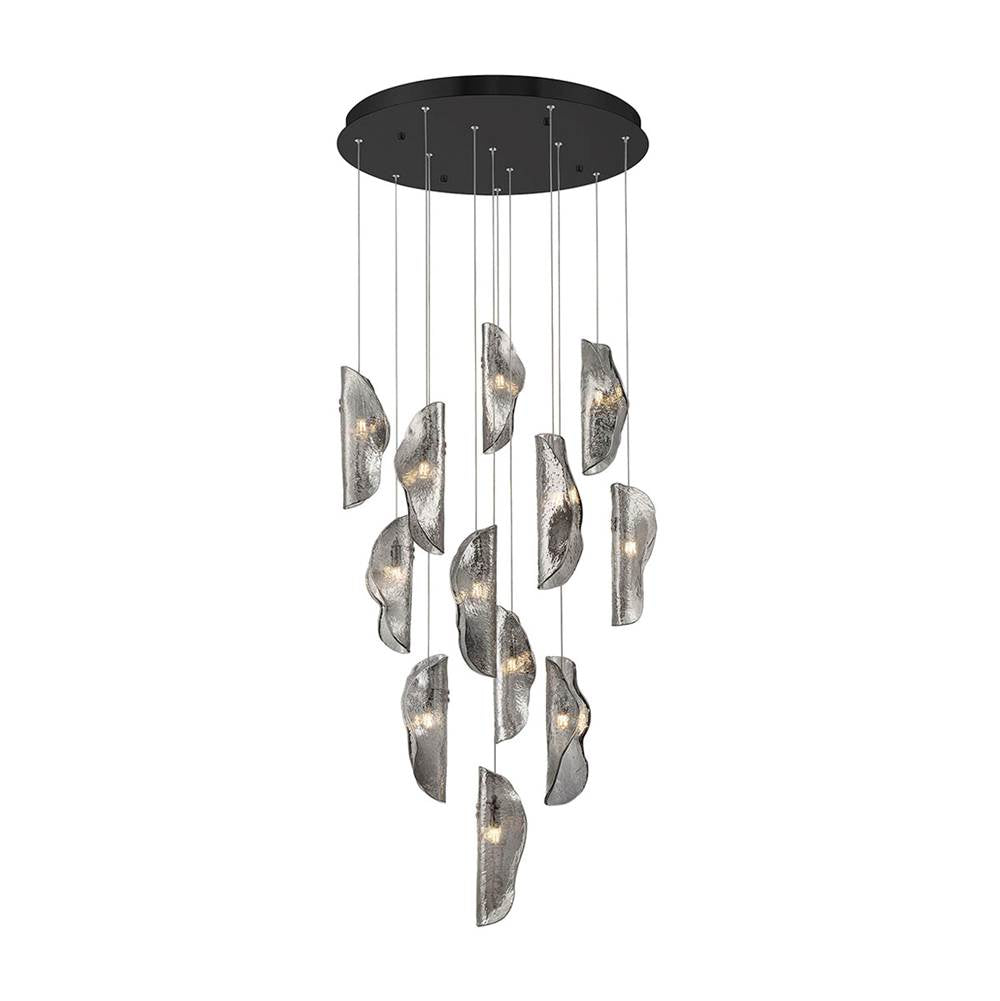 Lib&Co 10164-019-02 Black Sorrento, 12 Light Round Led Chandelier, Smoke, Black Canopy Image 1